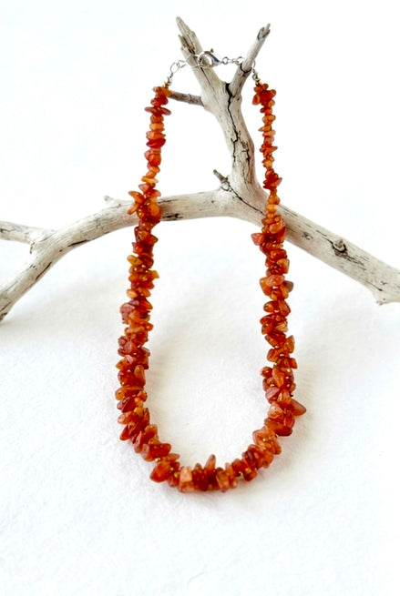 Carnelian Gemstone Long Necklace.