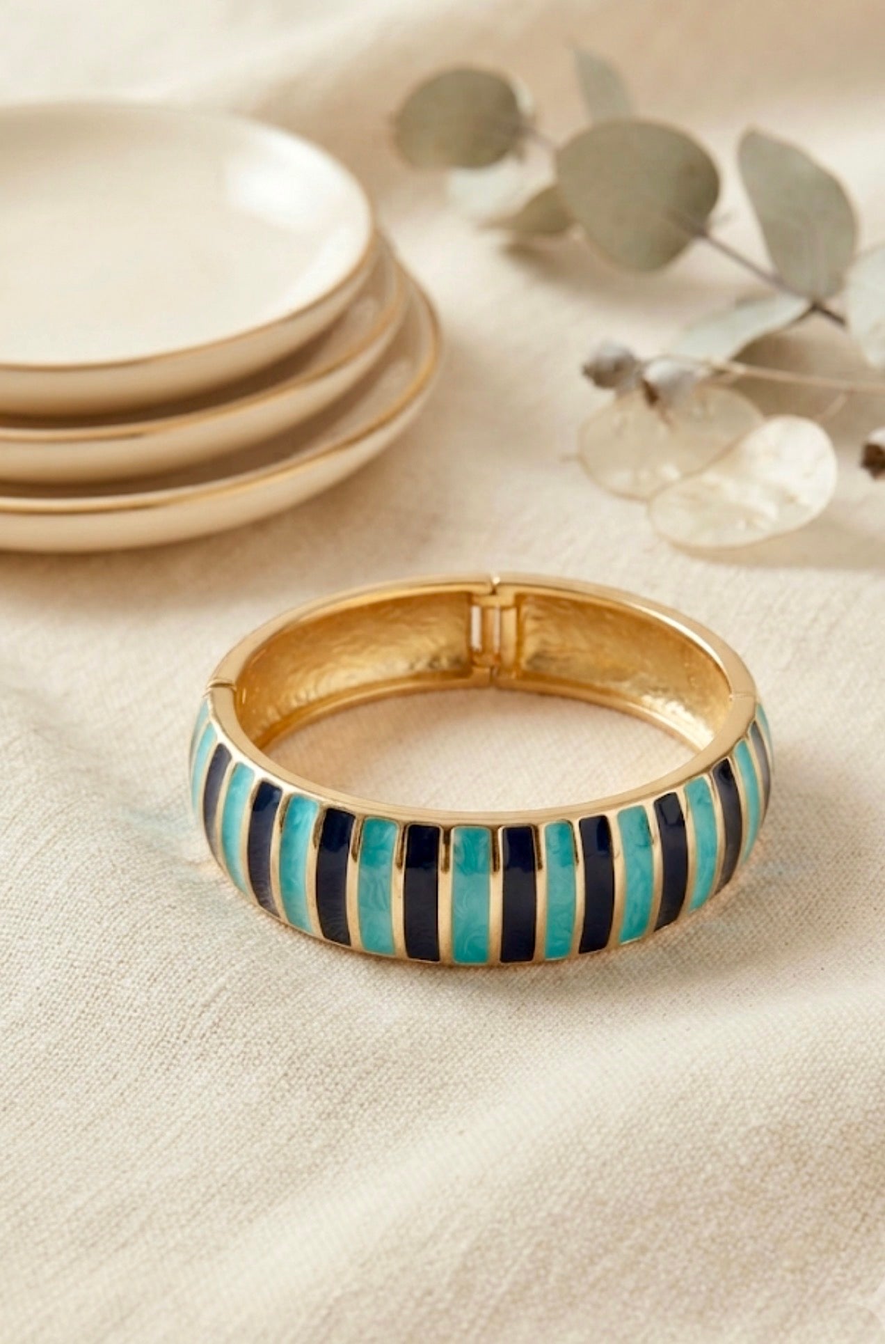 Oceanic Ribbon Enamel Openable Bangle