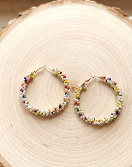 Seed Bead Hoop Earrings