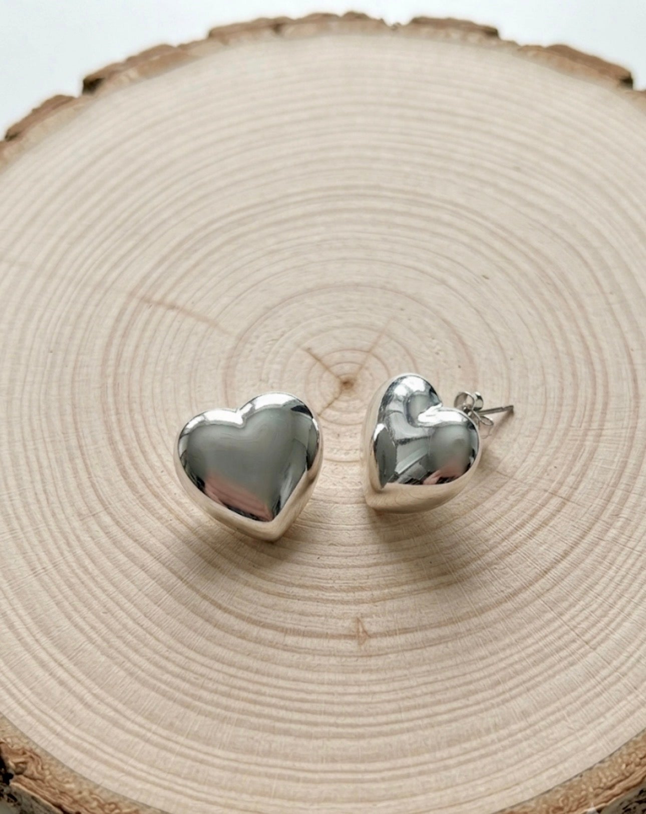 Silver Heart Studs
