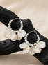 White Pearl Floral Hoop Earrings