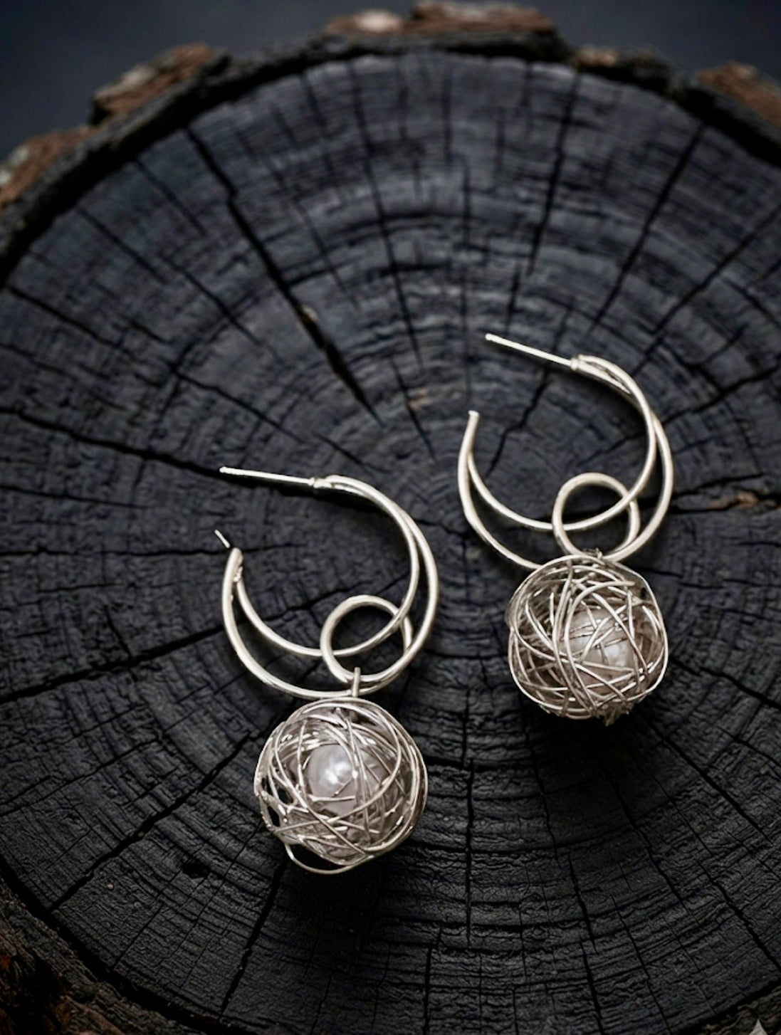 Pearl Nest Hoop Earrings