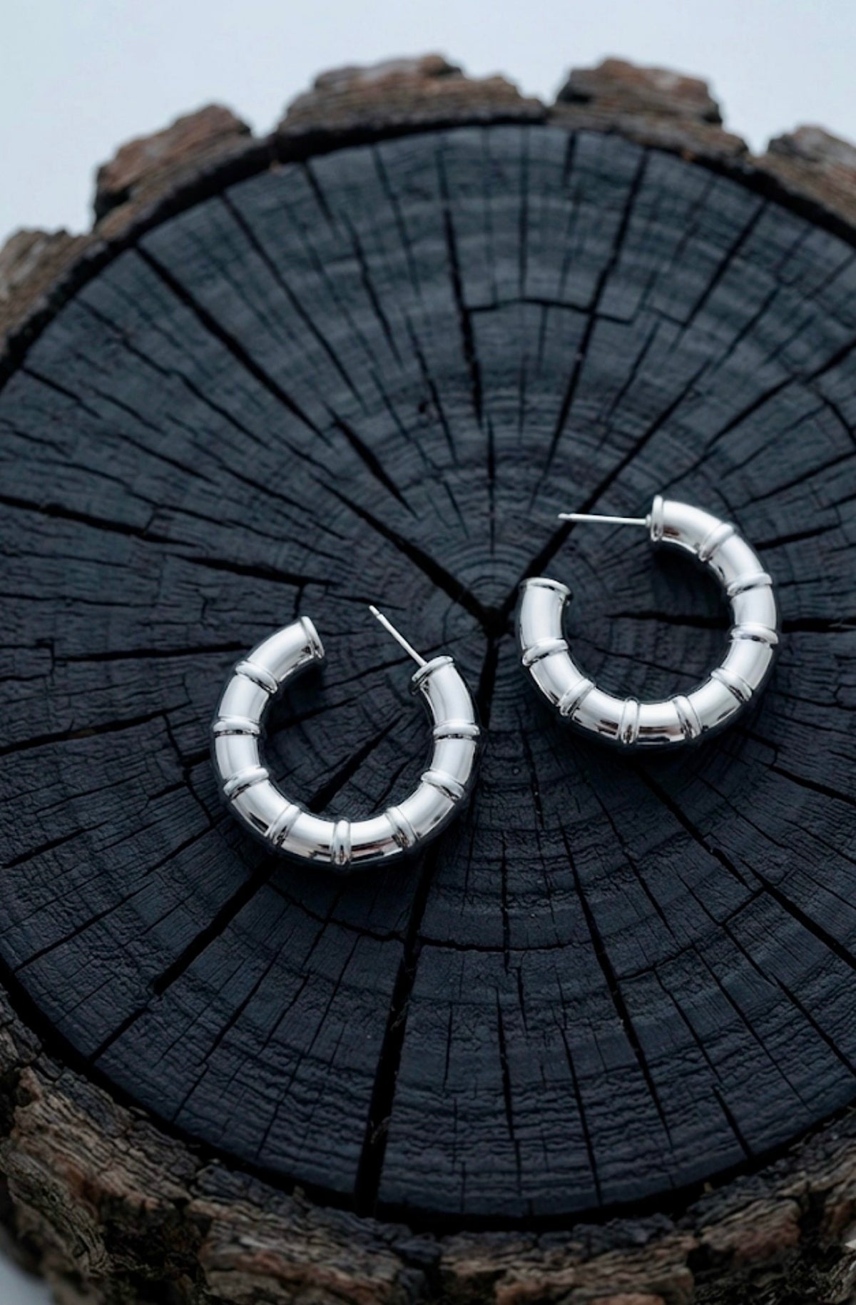 Silver caterpillar Hoops