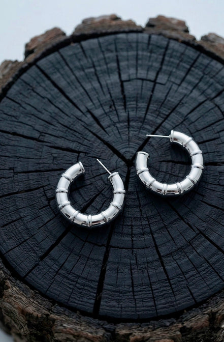 Silver caterpillar Hoops