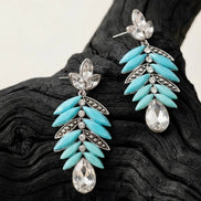 Leaf Rhinestone Drop Earrings