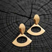 Geometric Matte Gold Fan Drop Earrings