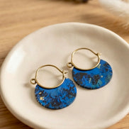 Blue Marble Brass Hoop