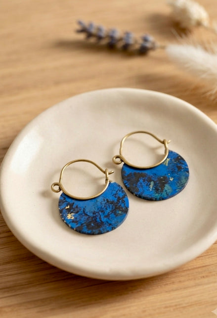 Blue Marble Brass Hoop