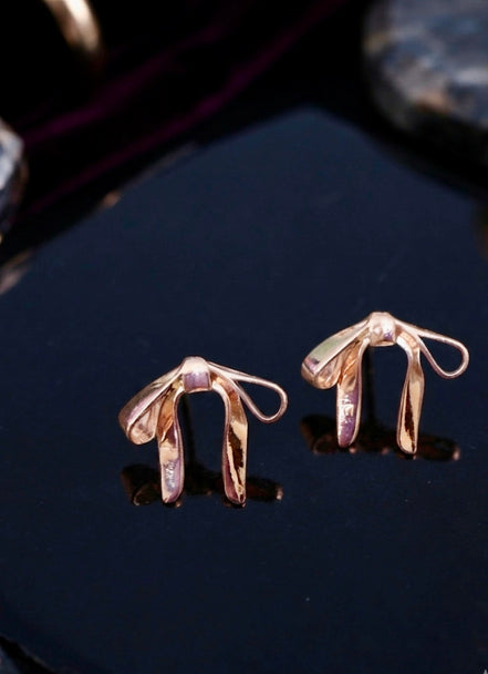 Rose Gold Ribbon Bow Stud