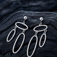 Silver Tiered Oval Drop