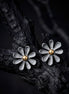 Matte Grey Daisy Flower Stud Earrings.