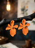 Matte Orange Floral Earrings.