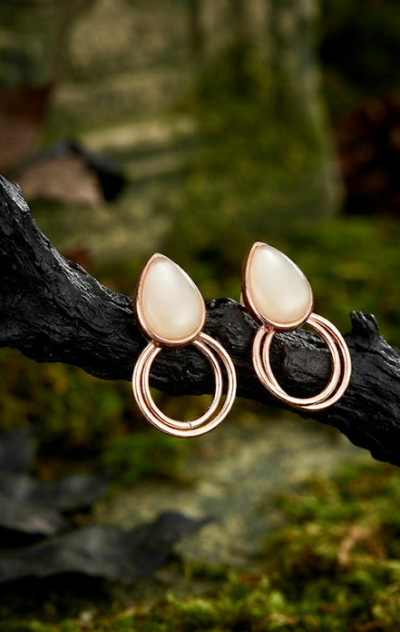 Moonstone Double hoops