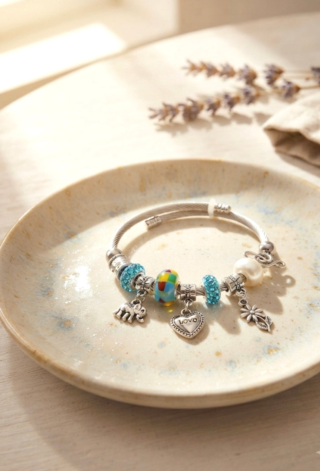 Silver Cable Charm Bracelet