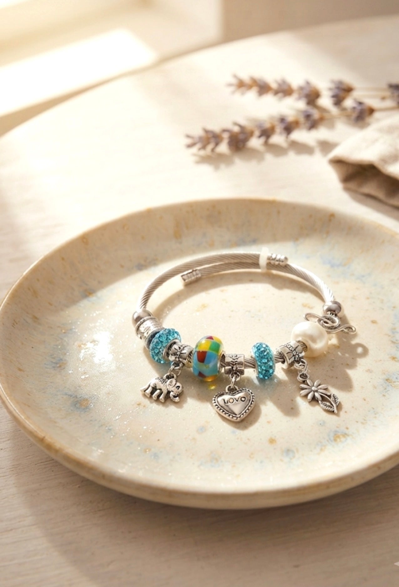 Silver Cable Charm Bracelet