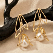 Pearl Tulip Drop Earrings.