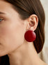Glossy Red Oversized Flat Button Stud