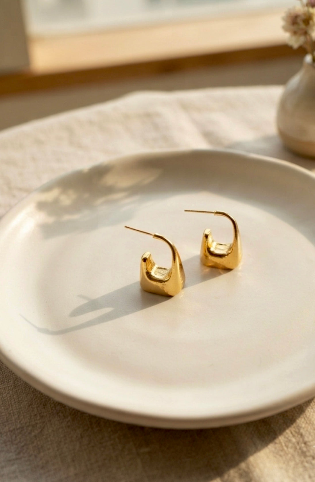 Gold-Plated Chunky Square Hoop