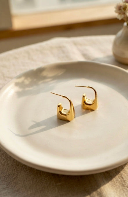 Gold-Plated Chunky Square Hoop