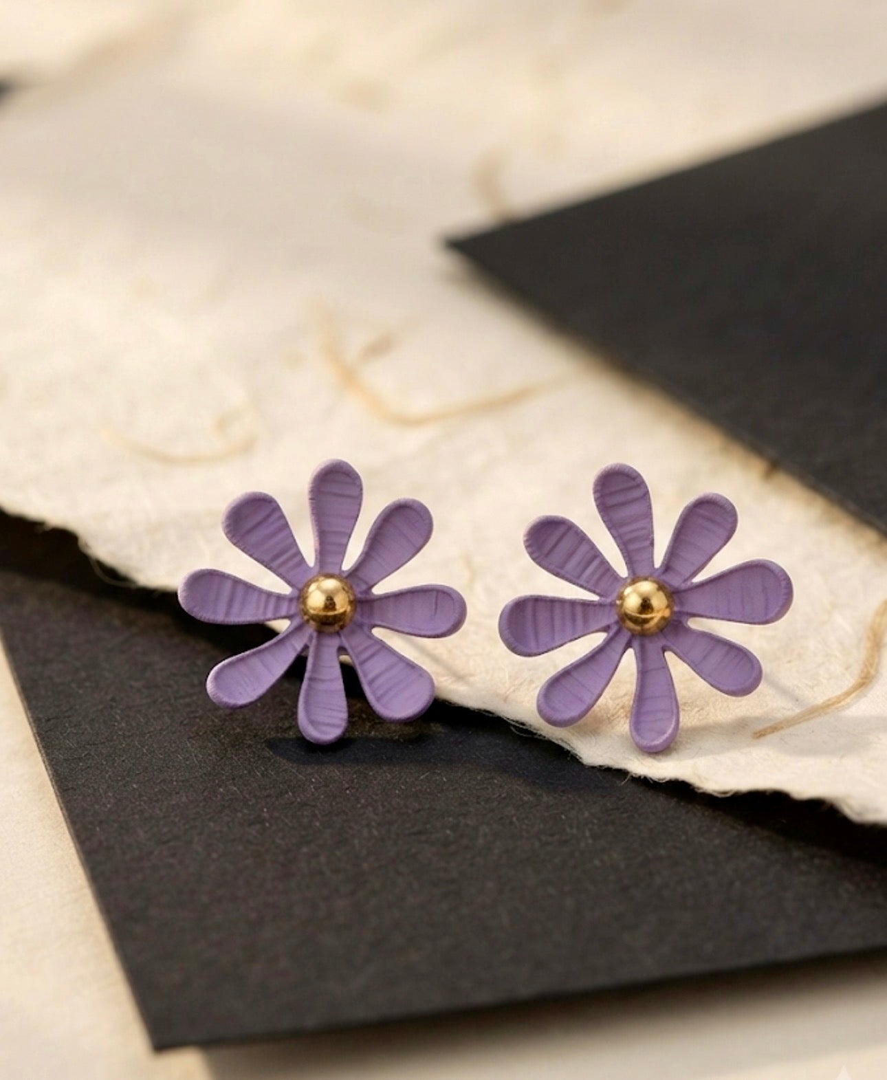 Matte Purple Daisy Flower Stud