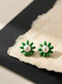 Green Pearl Flower Studs