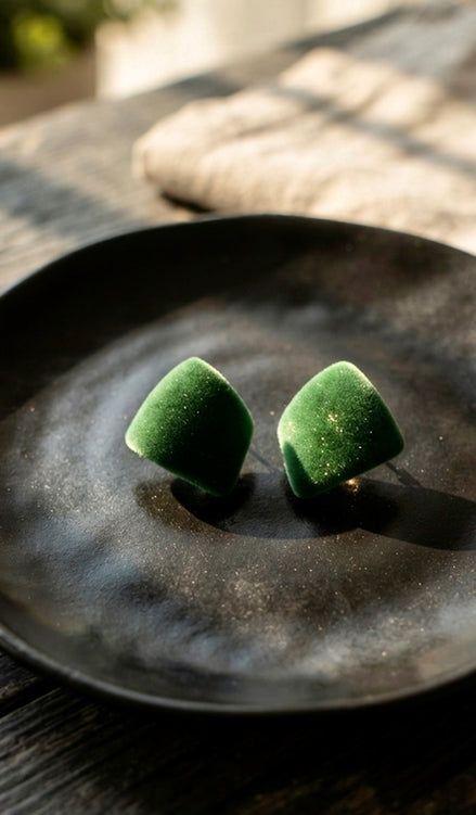 Emerald Green Velvet Cushion Stud