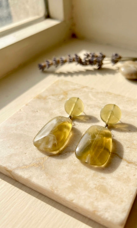 Mustard Resin Drop Earrings