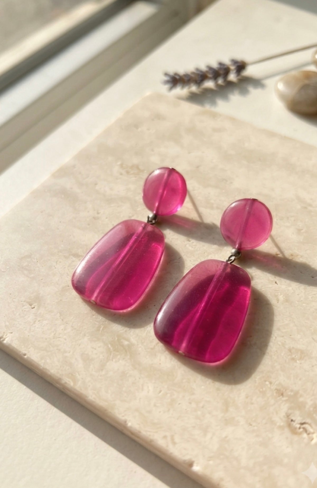 Pink Resin Earrings