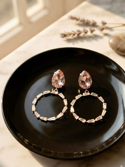 Rose Gold Pink Teardrop  Earrings.