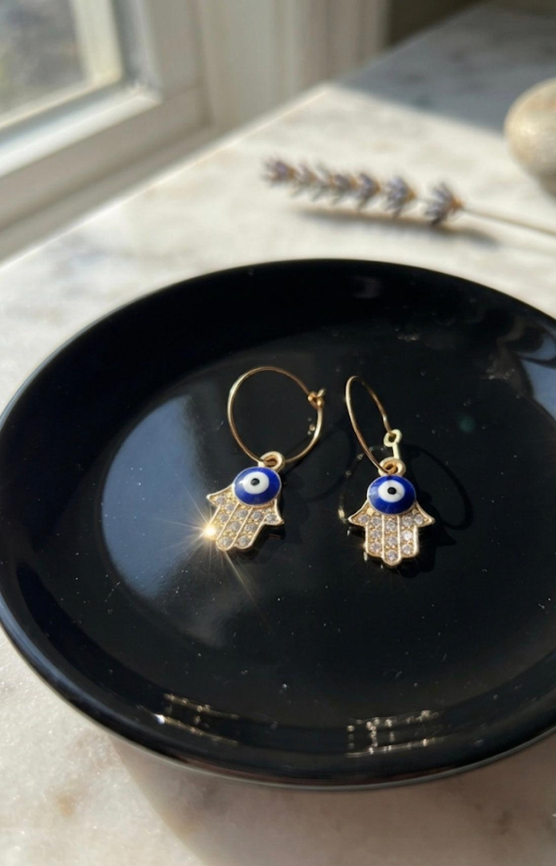 Evil Eye Crystal Hoop Earrings.