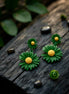 Green Petal Floral Drop Earrings