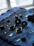 Korean Black Floral Earring