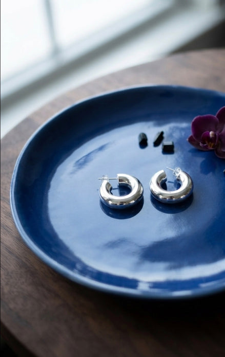 Chunky Silver C-Shaped Earring