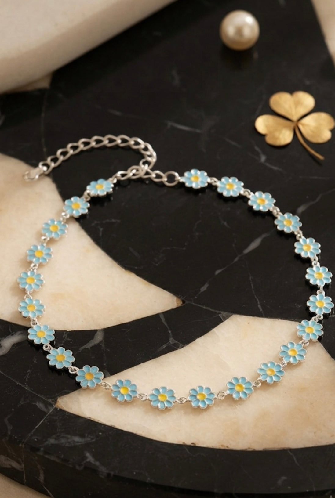 Blue Pastel Daisy Choker Necklace