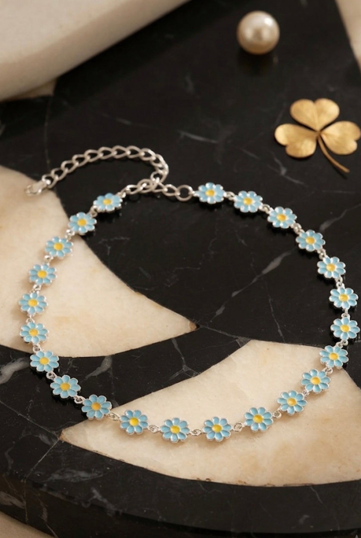 Blue Pastel Daisy Choker Necklace