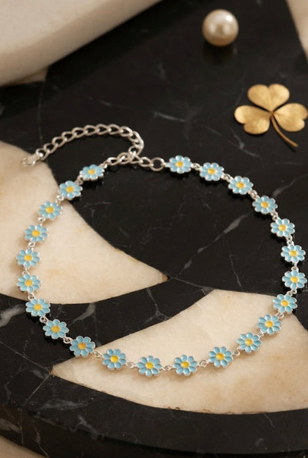 Blue Pastel Daisy Choker Necklace