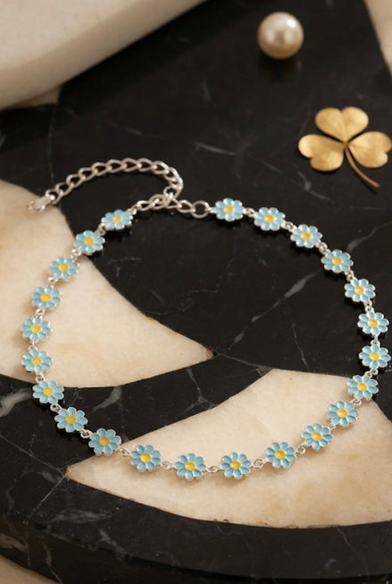 Blue Pastel Daisy Choker Necklace