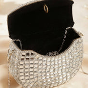 Half-Moon Mirror Mosaic Clutch