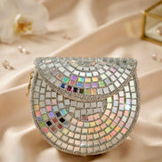 Half-Moon Mirror Mosaic Clutch