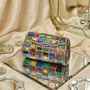 Multicolor Mosaic Stone Clutch