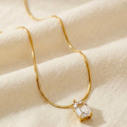 White Square Locket With Golden Chain