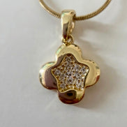 Flower Shaped AD Studded Pendant With Chain