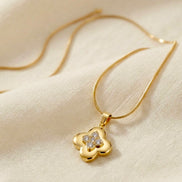 Flower Shaped AD Studded Pendant With Chain