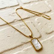 Mother-of-Pearl Rectangular Tag Pendant Chain