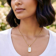 Mother-of-Pearl Rectangular Tag Pendant Chain