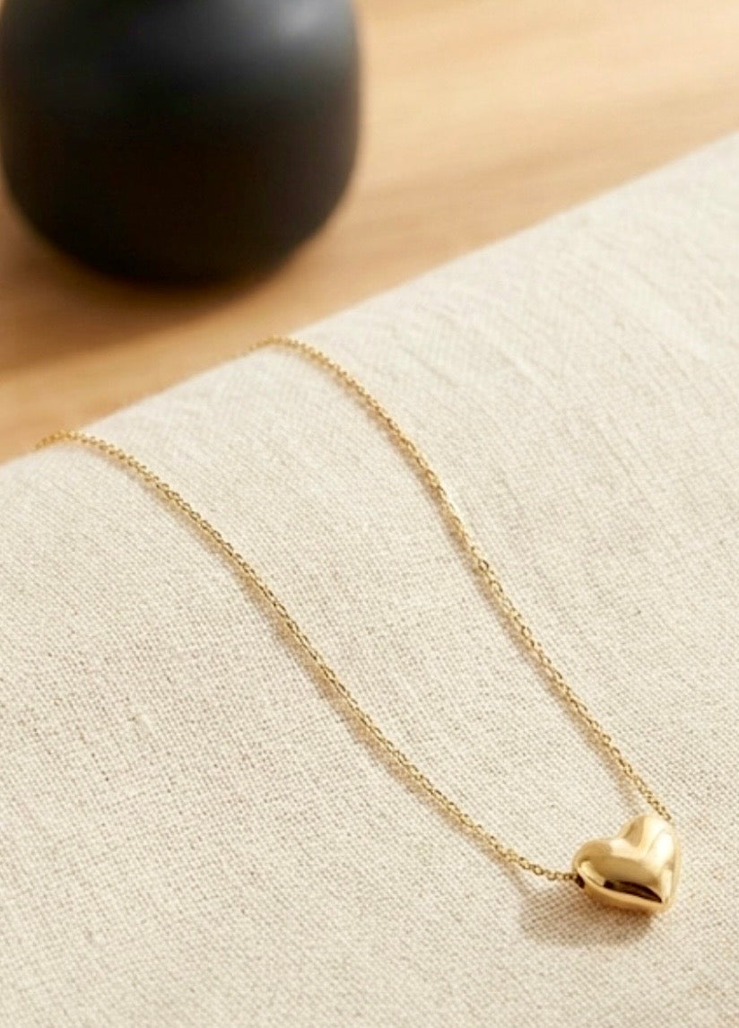 Puffy Heart Slider Pendant Chain