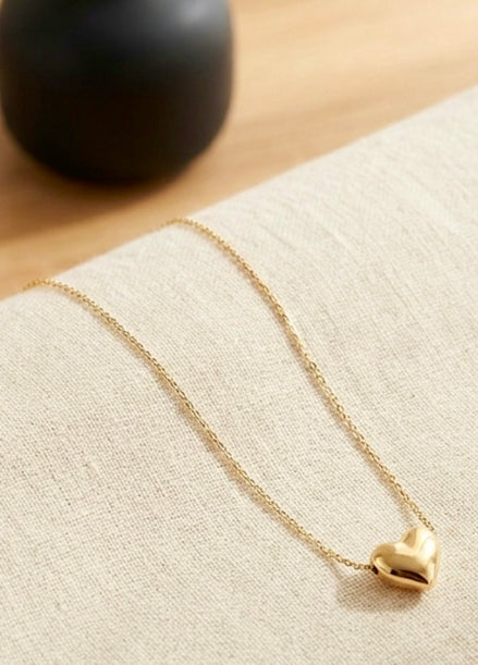 Puffy Heart Slider Pendant Chain