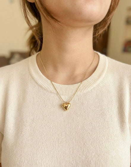 Puffy Heart Slider Pendant Chain