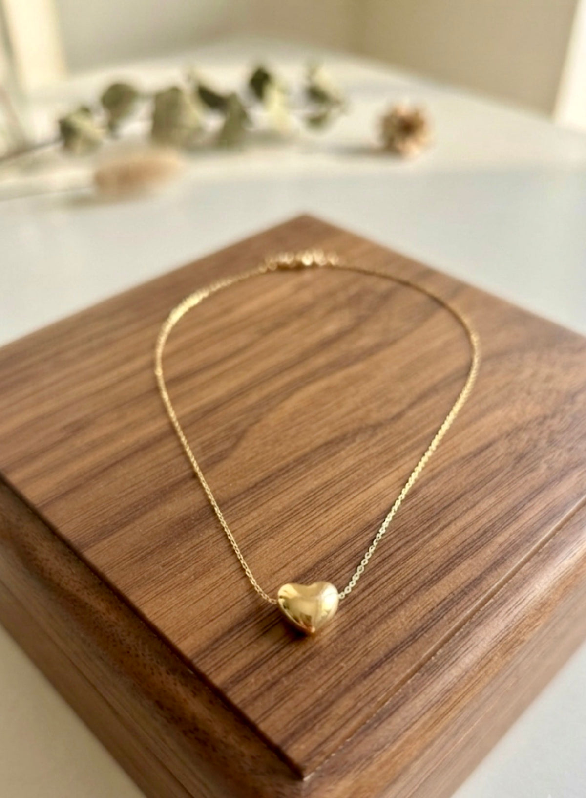 Puffy Heart Slider Pendant Chain
