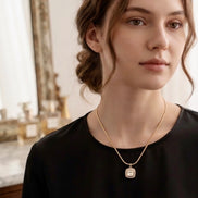 Anti-tarnish Cushion Crystal solitaire Chain